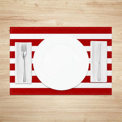 Lofaris Red and White Striped Set of 4 Placemats Checkered Table Mats Patriotic 4th July Summer Party Decor