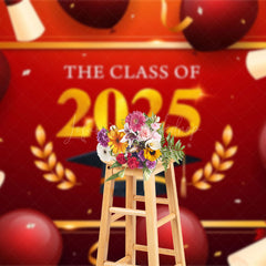 Lofaris Red Balloons Gold Wheat Graduation Ceremony Backdrop