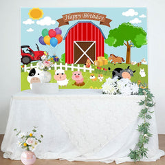 Lofaris Red Barn Farm Animals Happy Birthday Party Backdrop