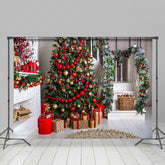 Lofaris Red Bauble Tree Festive Living Room Xmas Backdrop