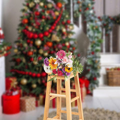 Lofaris Red Bauble Tree Festive Living Room Xmas Backdrop