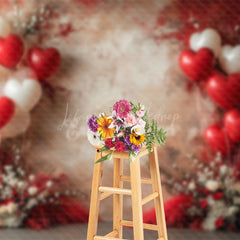 Lofaris Red Beige Abstract Wall Balloons Floral Backdrop