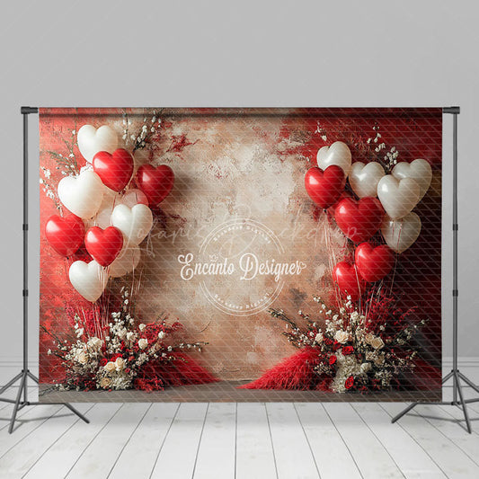 Lofaris Red Beige Abstract Wall Balloons Floral Backdrop
