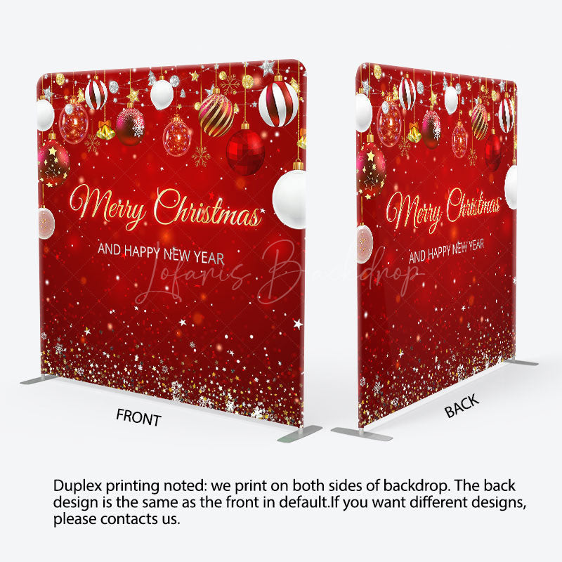 Lofaris Red Bells Merry Christmas Double-Sided Backdrop