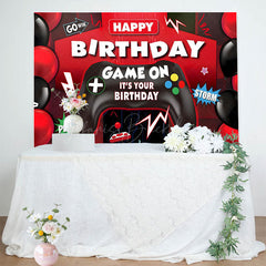Lofaris Red Black Balloons Game On Its Your Birthday Backdrop
