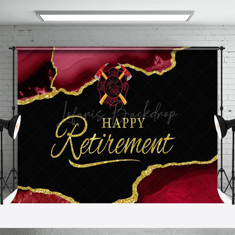 Lofaris Red Black Gold Marbled Firedept Retirement Backdrop