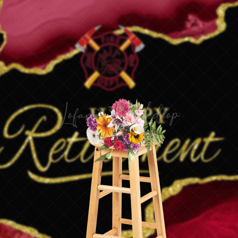 Lofaris Red Black Gold Marbled Firedept Retirement Backdrop