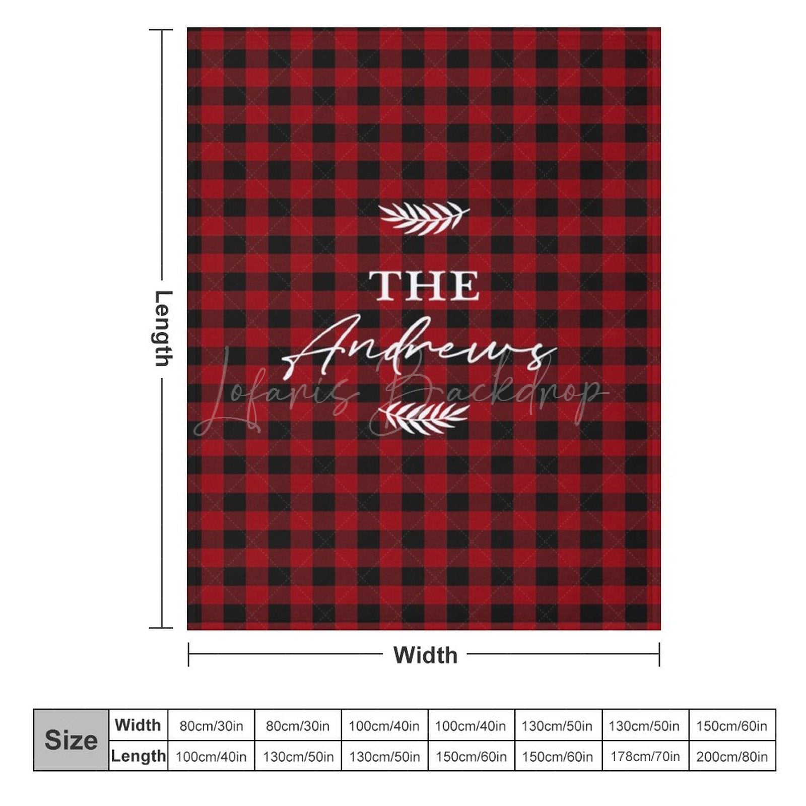 Lofaris Red Black Plaid Leaves Custom Name Baby Blanket