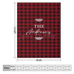 Lofaris Red Black Plaid Leaves Custom Name Baby Blanket