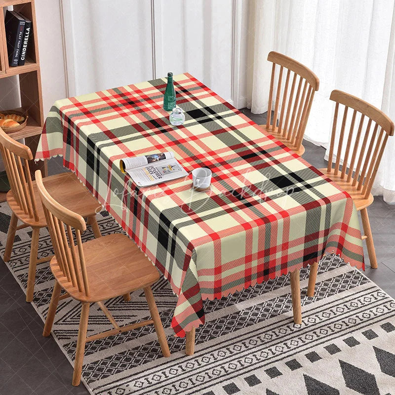 Lofaris Red Black Plaid Rectangle Tablecloth Classic Tartan Checkered Pattern Cover Rustic Holiday Kitchen Decoration