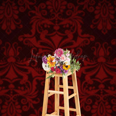Lofaris Red Black Vintage Damask Backdrop For Photography