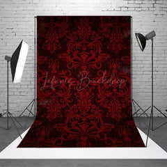 Lofaris Red Black Vintage Damask Backdrop For Photography