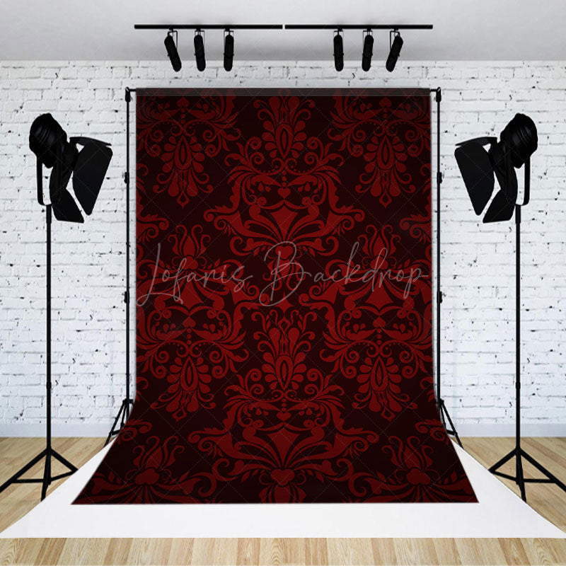Lofaris Red Black Vintage Damask Backdrop For Photography