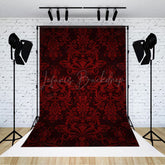 Lofaris Red Black Vintage Damask Backdrop For Photography
