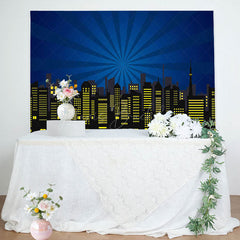 Lofaris Red Black Yellow City Scene Happy Birthday Backdrop