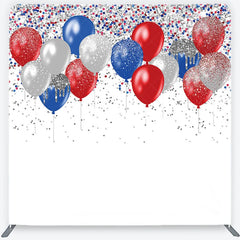 Lofaris Red Blue and Silver Glitter Balloons Backdrop Birthday Party Confetti Decor Photography Tension Fabric