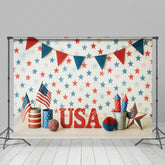 Lofaris Red Blue And White American Flag Cake Smash Backdrop