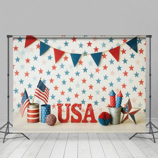 Lofaris Red Blue And White American Flag Cake Smash Backdrop