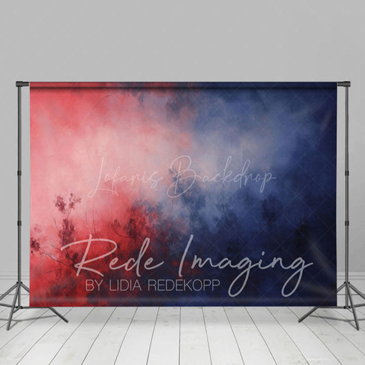 Lofaris Red Blue Foggy Mystic Florals Fine Art Photo Backdrop