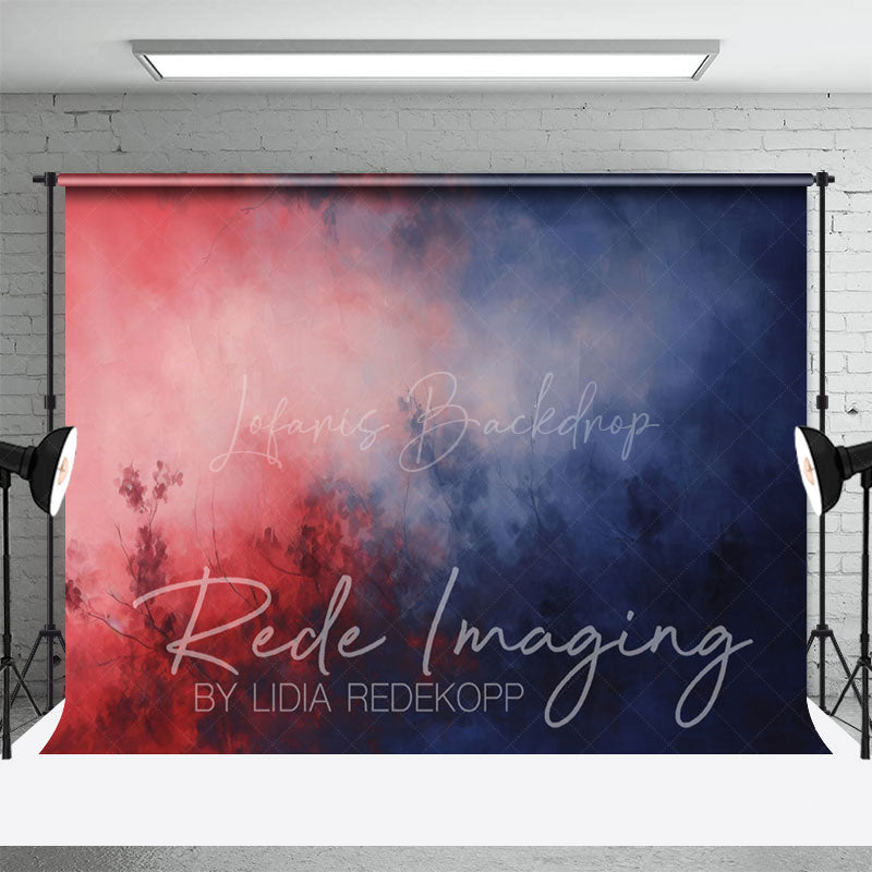 Lofaris Red Blue Foggy Mystic Florals Fine Art Photo Backdrop
