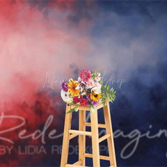 Lofaris Red Blue Foggy Mystic Florals Fine Art Photo Backdrop