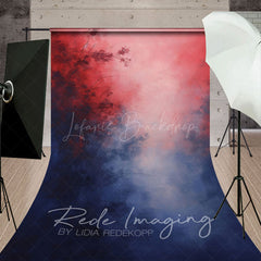 Lofaris Red Blue Foggy Mystic Florals Fine Art Sweep Backdrop
