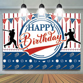 Lofaris Red Blue Golf Sports Flags Happy Birthday Backdrop