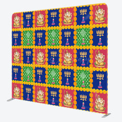 Lofaris Red Blue Green Plaid Happy Diwali Pillow Case Backdrop