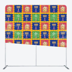Lofaris Red Blue Green Plaid Happy Diwali Pillow Case Backdrop