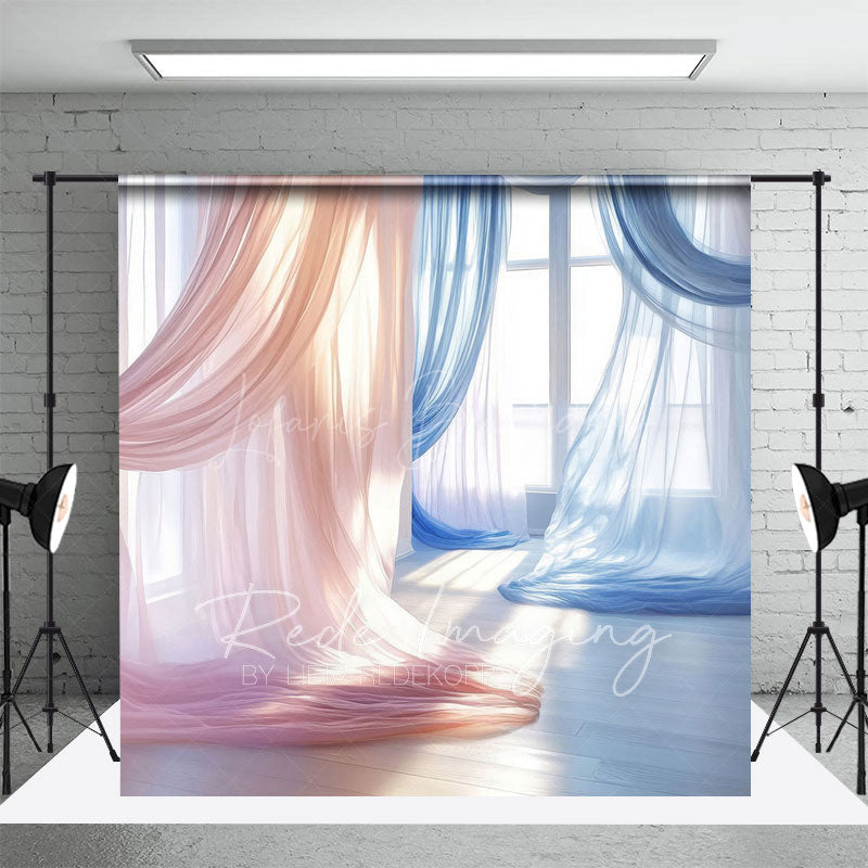 Lofaris Red Blue Soft Flowy Drapery Maternity Photo Backdrop