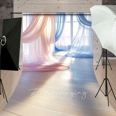 Lofaris Red Blue Soft Flowy Drapery Maternity Sweep Backdrop