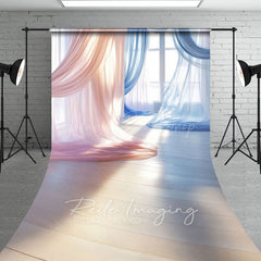 Lofaris Red Blue Soft Flowy Drapery Maternity Sweep Backdrop