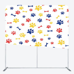 Lofaris Red Blue Yellow Paw Print Square Tension Backdrop