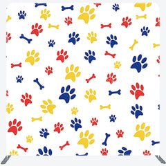 Lofaris Red Blue Yellow Paw Print Square Tension Backdrop