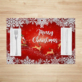 Lofaris Red Bokeh Snowflakes Sled Xmas Set Of 4 Placemats