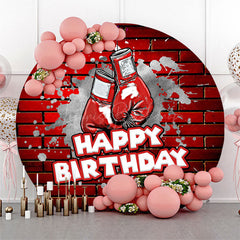 Lofaris Red Brick Wall Boxing Sports Round Birthday Backdrop