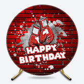 Lofaris Red Brick Wall Boxing Sports Round Birthday Backdrop
