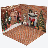 Lofaris Red Bricks Wall Festive Christmas Room Set Backdrop