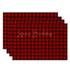 Lofaris Red Buffalo Plaid Set of 4 Placemats Dark Farmhouse Check Rustic Holiday Christmas Table Mats
