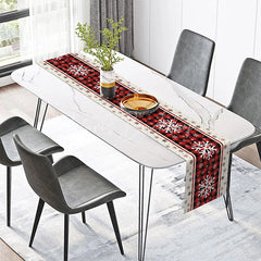 Lofaris Red Buffalo Plaid Snowflake Christmas Table Runner for Rustic Farmhouse Holiday Dining Decor