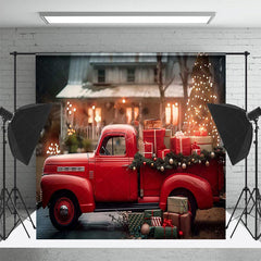 Lofaris Red Car Santa Workshop Christmas Room Set Backdrop