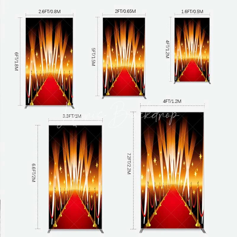 Lofaris Red Carpet Rectangle Backdrop Hollywood Movie Night VIP Star Party Decoration