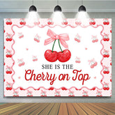 Lofaris Red Cherry On Top Pink Bow Gender Reveal Backdrop