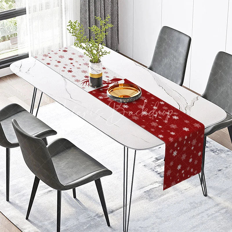 Lofaris Red Christmas Reindeer and Snowflake Table Runner Simple Holiday Design for Festive Dining Decor