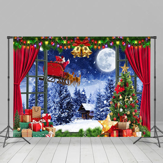 Lofaris Red Curtain Christmas Eve Holiday Party Backdrop