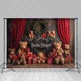 Lofaris Red Curtain Gifts Bear Wreath Christmas Vibe Backdrop