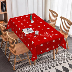 Lofaris Red Doodle Heart Outline Rectangle Tablecloth White Sketchy Love Pattern Romantic Valentine Kitchen Decor