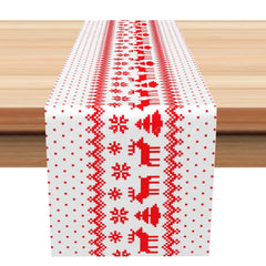 Lofaris Red Dots Snowflake Elk Ugly Christmas Table Runner