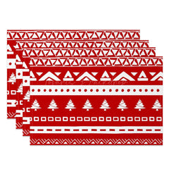 Lofaris Red Fair Isle Pattern Christmas Set Of 4 Placemats