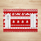 Lofaris Red Fair Isle Pattern Christmas Set Of 4 Placemats